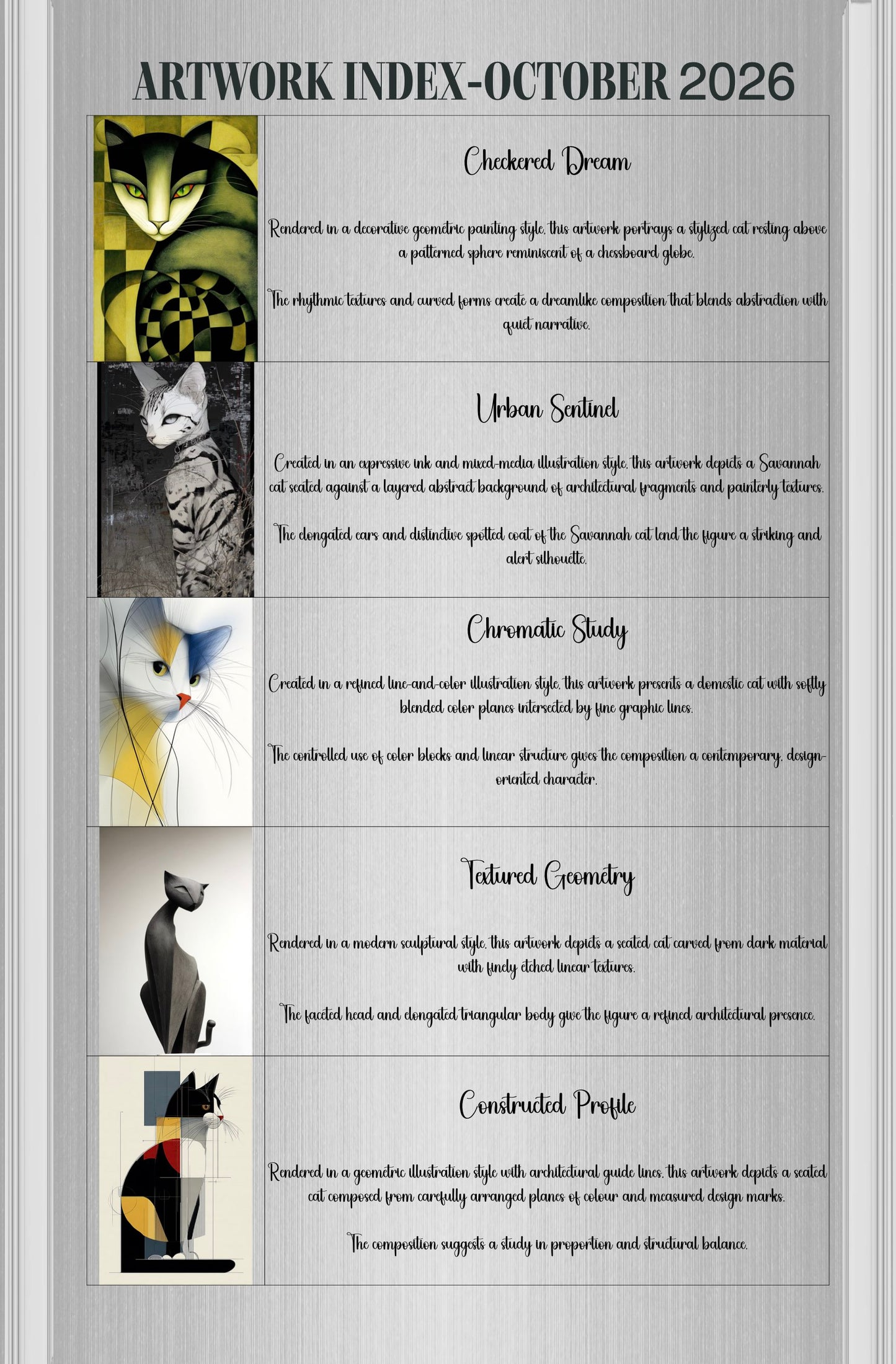 Monthly Journal/Calendar-Cats, the Art of Cats