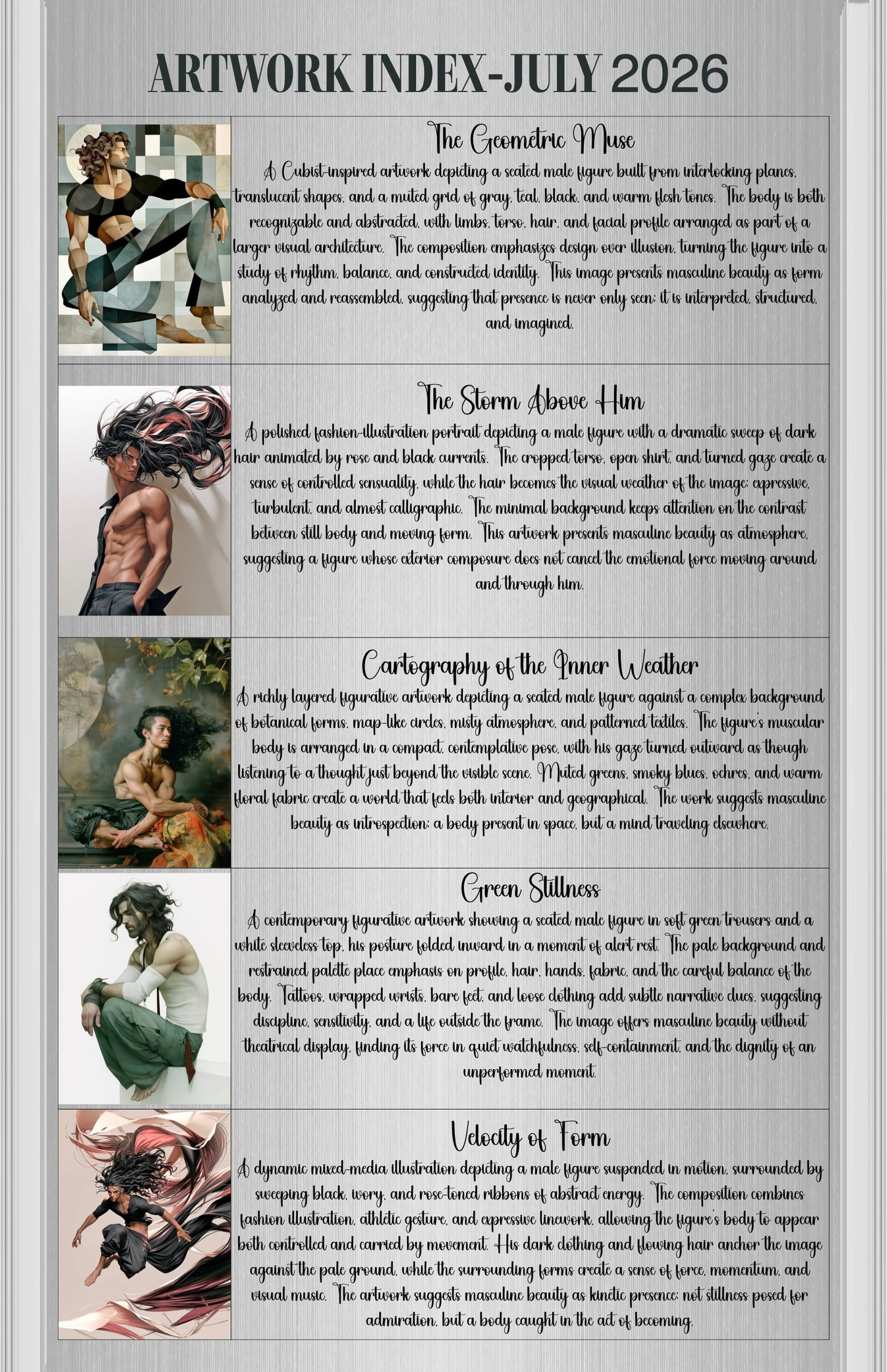 Monthly Journal/Calendar-Homme, the Art of Man