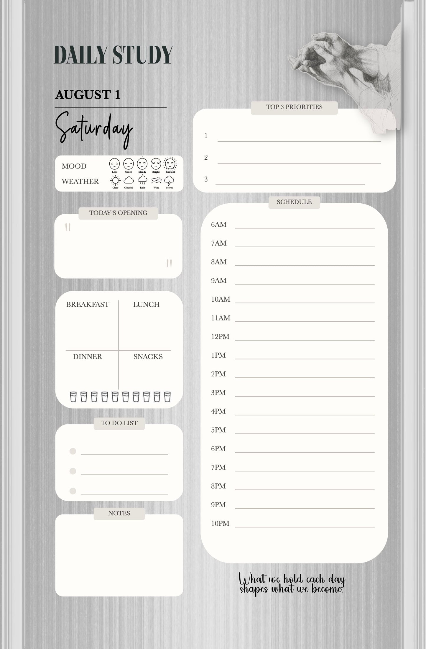 Monthly Journal/Calendar-Hands, the Art of Hands